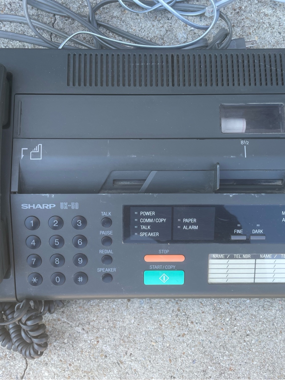 Panasonic/Sharp Black Fax Machine with Keypad and Start/Copy Button